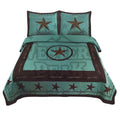 3-Piece Western Lone Star Barb Wire Cabin / Lodge Quilt Bedspread Coverlet Set (Queen)