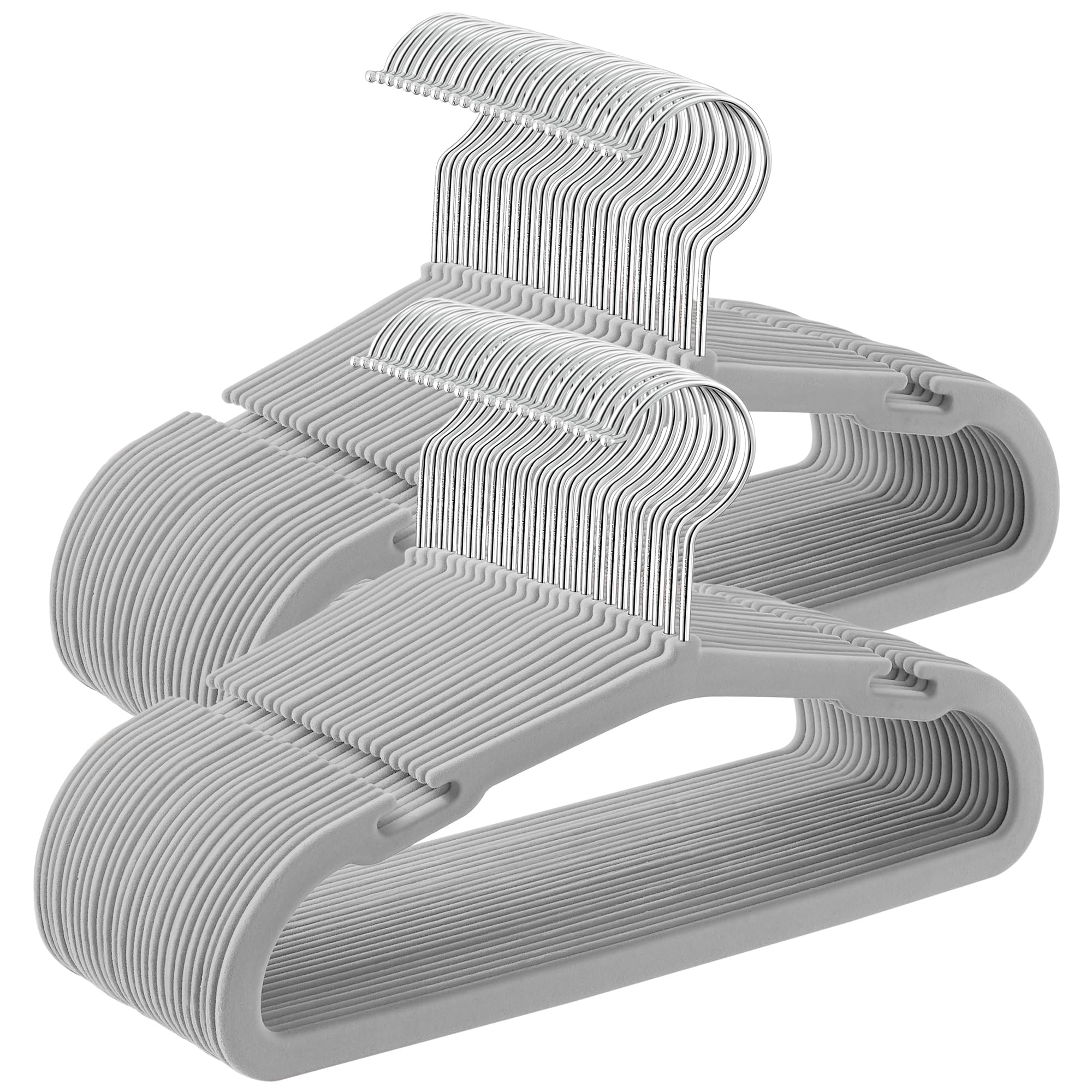 SONGMICS Baby Hangers 50 Pack, 11 x 6.9 Inches, Kids Hangers for Closet, Non-Slip Velvet Hangers, Childrens Hangers, Space-Savin