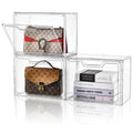 Purse Organizer For Closet,Clear Acrylic Display Case For Handbag Organizer, Purse Storage Box With Magnetic Door, Plastic Stora