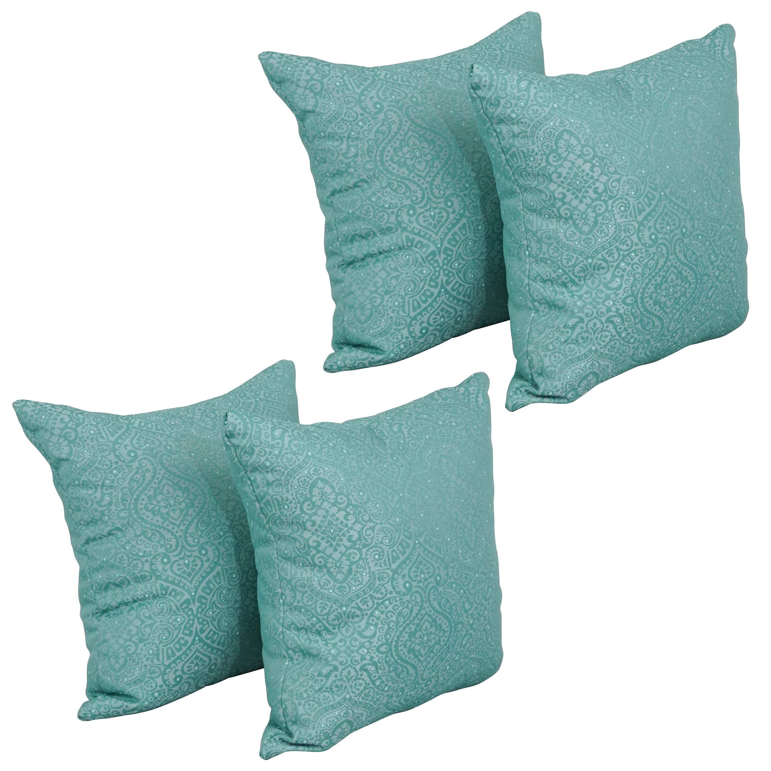 Blazing Needles Square Polyester Jacquard Throw Pillows, 17", Mabul Seaglass 4 Count