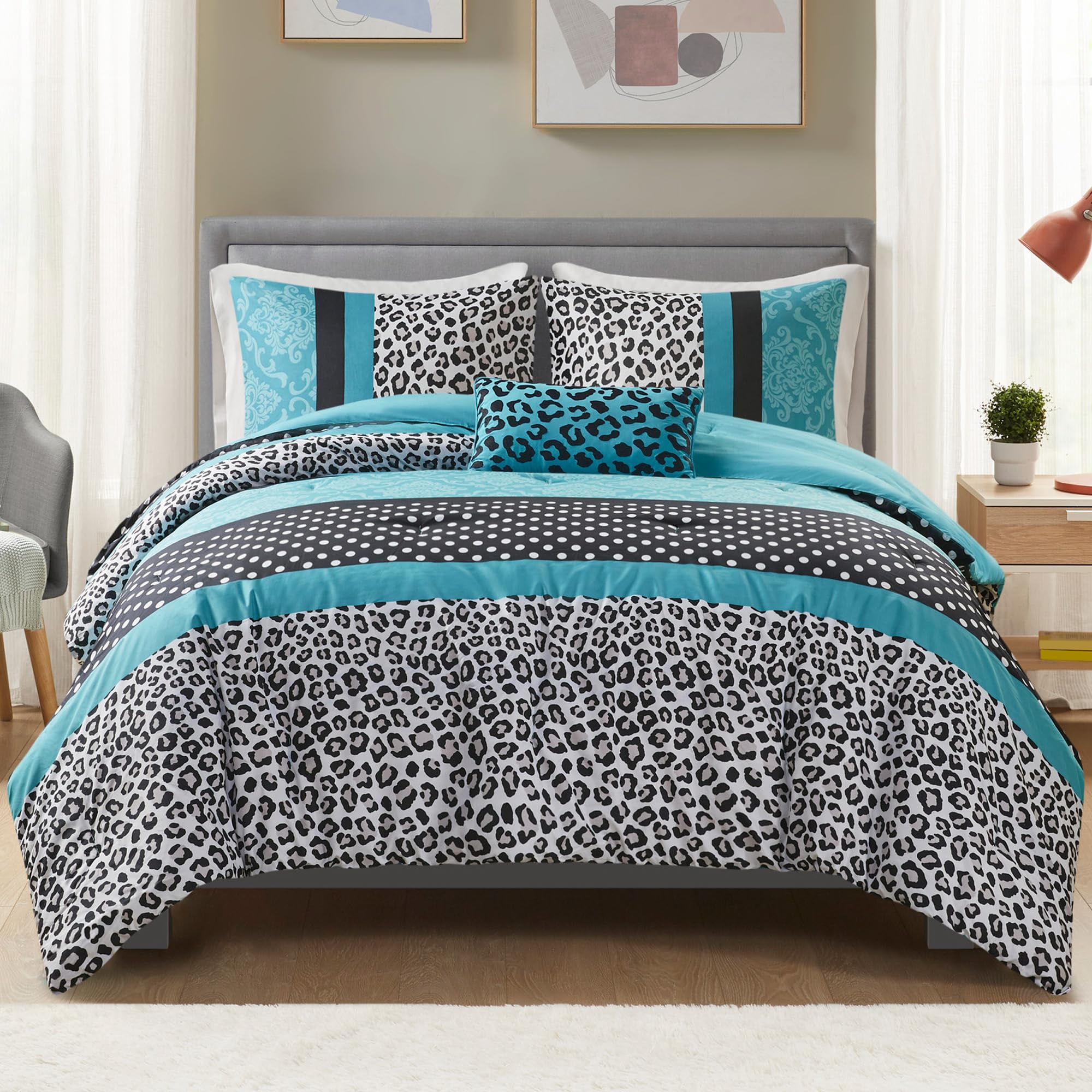 Mi Zone Comforter Set Fun Bedroom D  Cor - Modern All Season Polka Dot Print, Vibrant Color Cozy Bedding Layer, Matching Sham, D