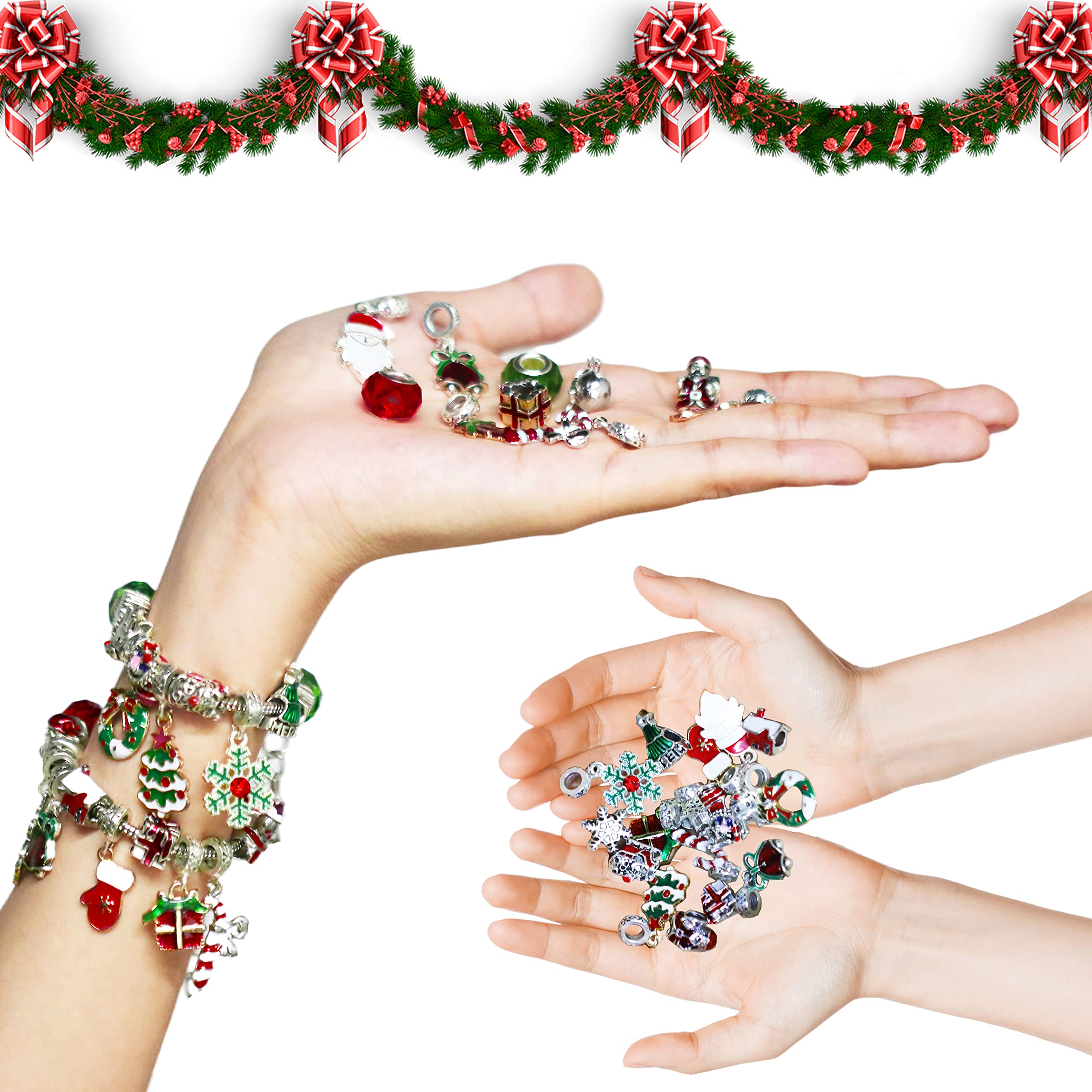 Novernat Charm Bracelet Advent Calendar 2024 Diy Jewelry Making Kit 24 Days Christmas Countdown Calendar For Girl Kids Teens