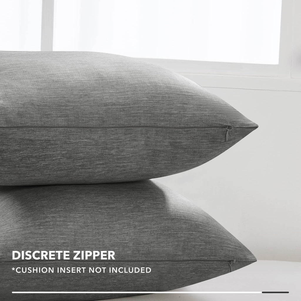 Deconovo Soft Cushion Covers Pillow Covers Faux Linen Pillow Covers With Invisible Zipper For Sofa 18X18 Inch Grey 4 Pcs Case On