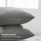 Deconovo Soft Cushion Covers Pillow Covers Faux Linen Pillow Covers With Invisible Zipper For Sofa 18X18 Inch Grey 4 Pcs Case On