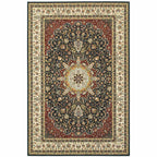 HomeRoots 509145 6 x 9 ft. Navy & Ivory Oriental Power Loom Stain Resistant Area Rug