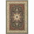 HomeRoots 509146 8 x 11 ft. Navy & Ivory Oriental Power Loom Stain Resistant Rectangle Area Rug