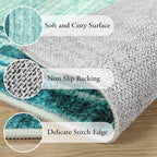 Lahome Abstract Teal 2.5X10 Runners For Hallways,Washable Modern Long Kitchen Runner Rug Non-Slip,Low-Pile Soft Carpets Minimali
