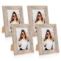 iRahmen 4 Pack 5x7 Picture Frame Smoke Grey Set with High Definition Glass 5 x 7 Photo Frames for Desktop Display and Wall Mount