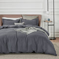 Bedsure Dark Grey Duvet Cover Queen Size - Soft Double Brushed Duvet Cover For Kids With Zipper Closure, 3 Pieces, Includes 1 Du