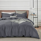 Bedsure Dark Grey Duvet Cover Queen Size - Soft Double Brushed Duvet Cover For Kids With Zipper Closure, 3 Pieces, Includes 1 Du