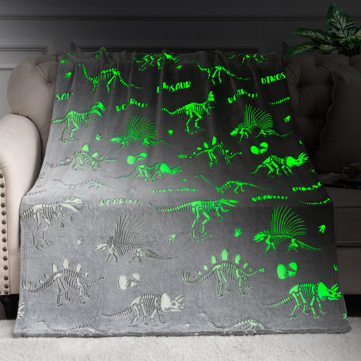 Dinosaur Gifts Toys For Kids Boys - Glow In The Dark Dino Blanket Toddler Teen Girls Birthday Christmas Valentines Presents For
