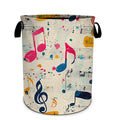 Music Notes Laundry Basket Collapsible Oxford Cloth Laundry Hamper with Handle Waterproof Clothes for Dorm Bathroom Bedroom 15.7