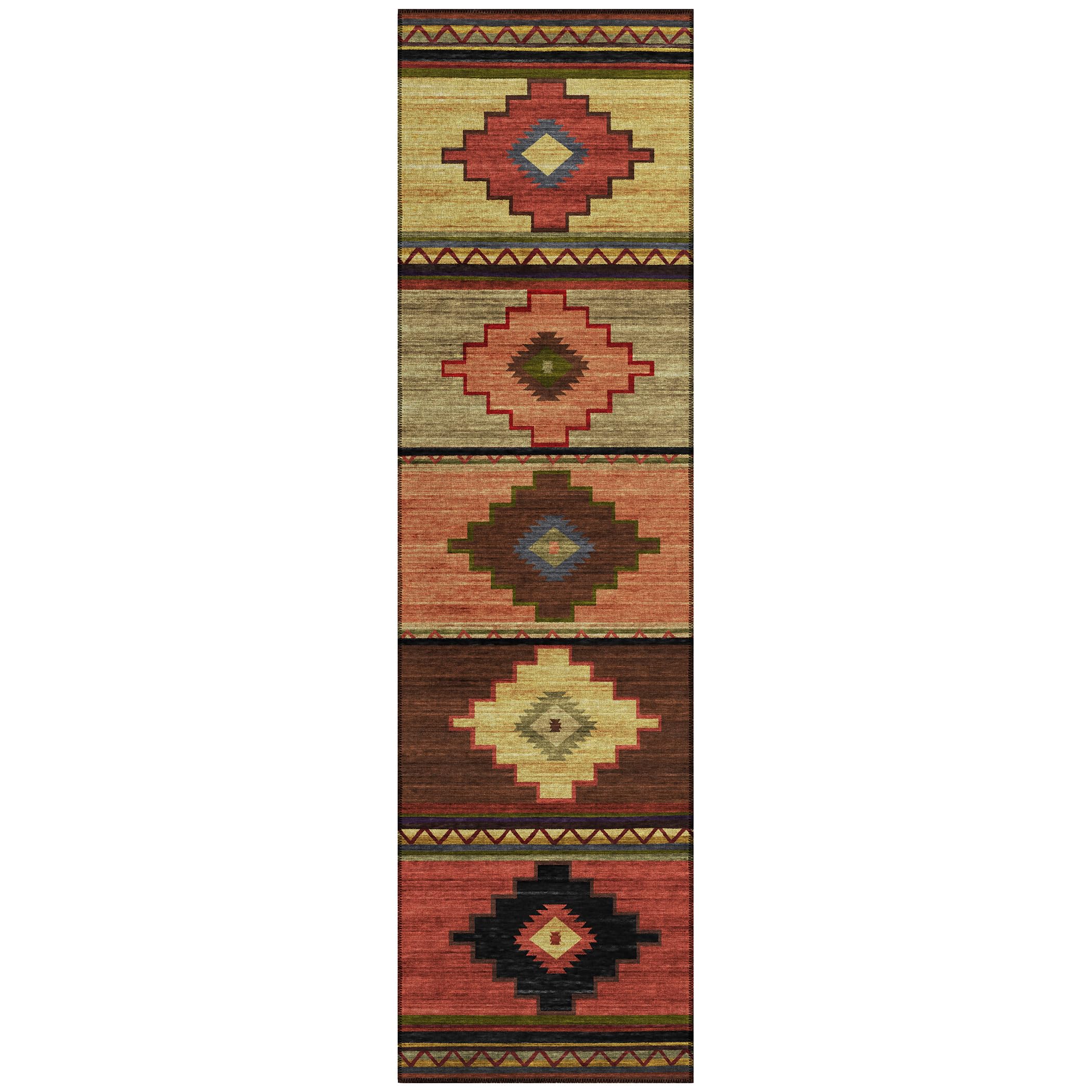 Addison Rugs Sonora Aso31 Brown 2'3" X 7'6" Indoor Outdoor Runner Rug, Easy Clean, Machine Washable, Non Shedding, Bedroom, Living Room, Dining Room, Kitchen, Patio Rug