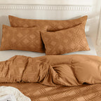 Jellymoni 2 Pack Rust Pillowcases King Size, Soft Microfiber Geometric Tufted Pillow Covers With Envelope Closure (Pillows Are N