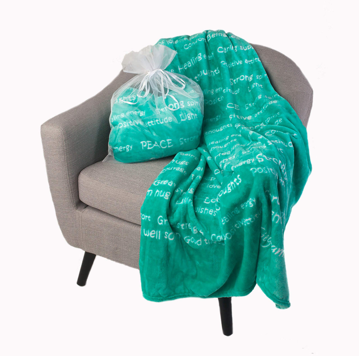 Healing Thoughts Blanket (Teal) - Throw Blanket With Inspirational Quotes - Comforting Gift For Women Or Men - Warm And Soft - P