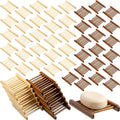 Sawysine 50 Pcs Home Bamboo Wood Soap Holder Bulk Bathroom Wooden Soap Dish Tray Wood Soap Saver 4.72 x 3.35 x 0.7 Inch Hand Cra
