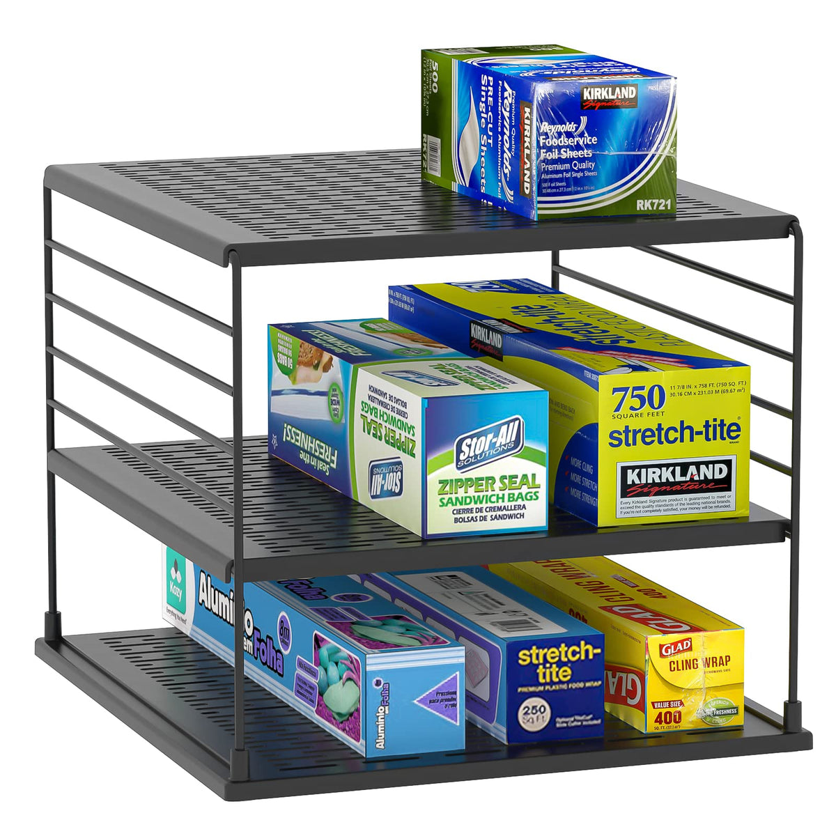 WANCHIY Upgraded Cabinet Organizers and Storage Divided Compartment Holder for Plastic Bag, Wrap, Foil, Snack and Box for Kitch