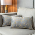 Yongliu Pack Of 2 Soft Velvet Lumbar Throw Pillow Covers Decorative Gold Foil Geometric Pattern Cute Cushion Case For, Couch Living Room Sofa Bedroom Car (Grey And Gold, 12“X20”)