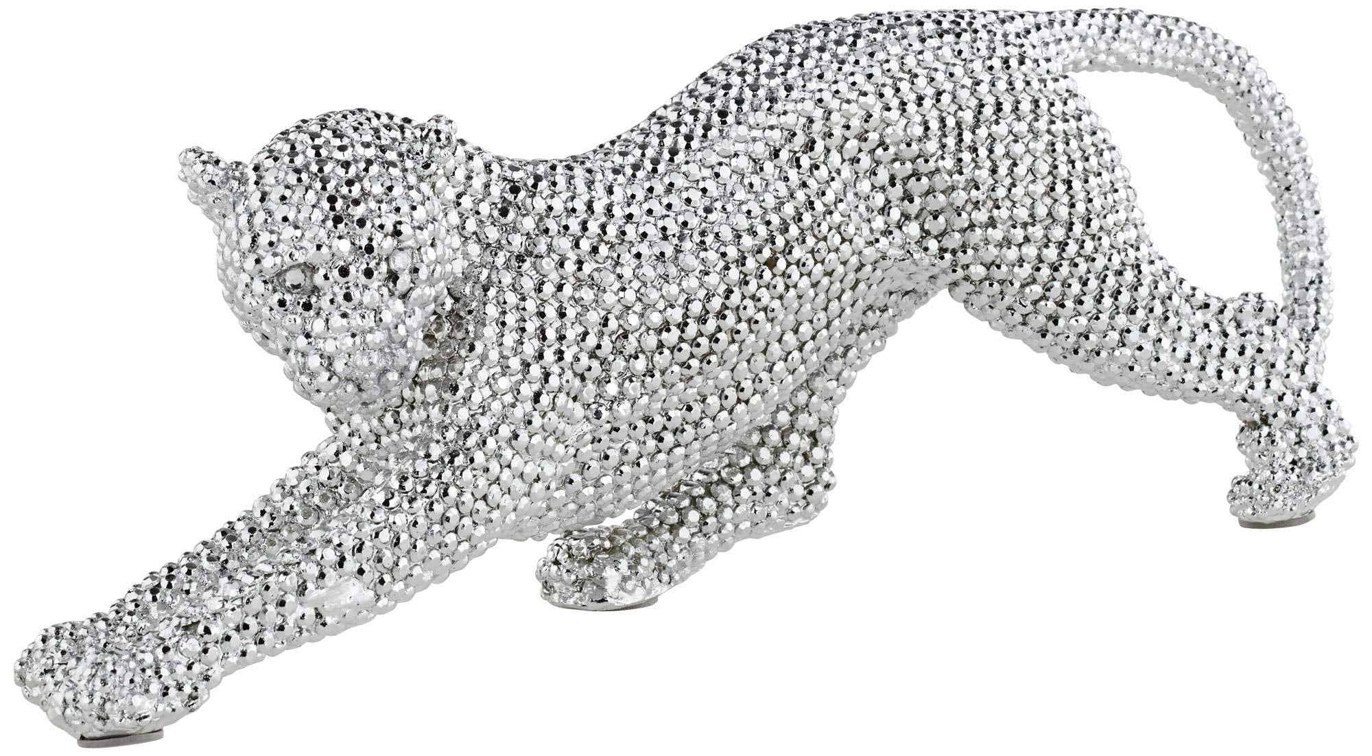 Studio 55D Silver Prowling Leopard 17 1/2 Wide Sculpture