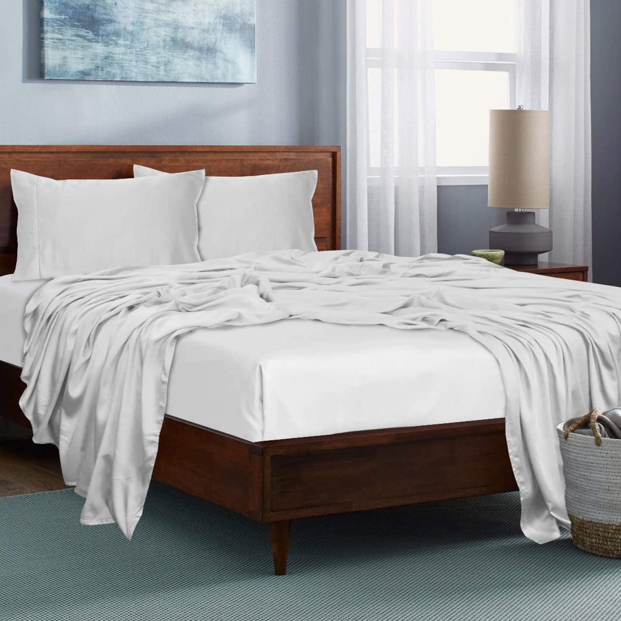 Linenwalas Full Size Flat Sheet Only - Rayon Derived From Bamboo Silk Bed Sheet, Cooling Premium Breathable Hotel Style Top Shee