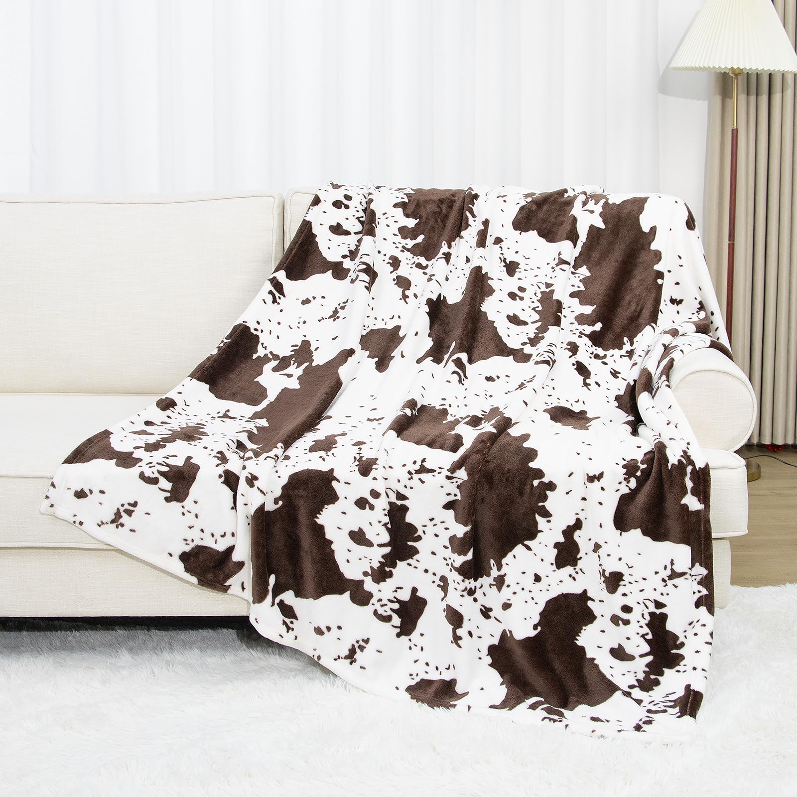 Throw Blanket Soft Twin Size Brown Cow Blanket Fuzzy Cozy Bed Blanket Lightweight Couch Blankets Cute Stuff Decor For Bedroom Li