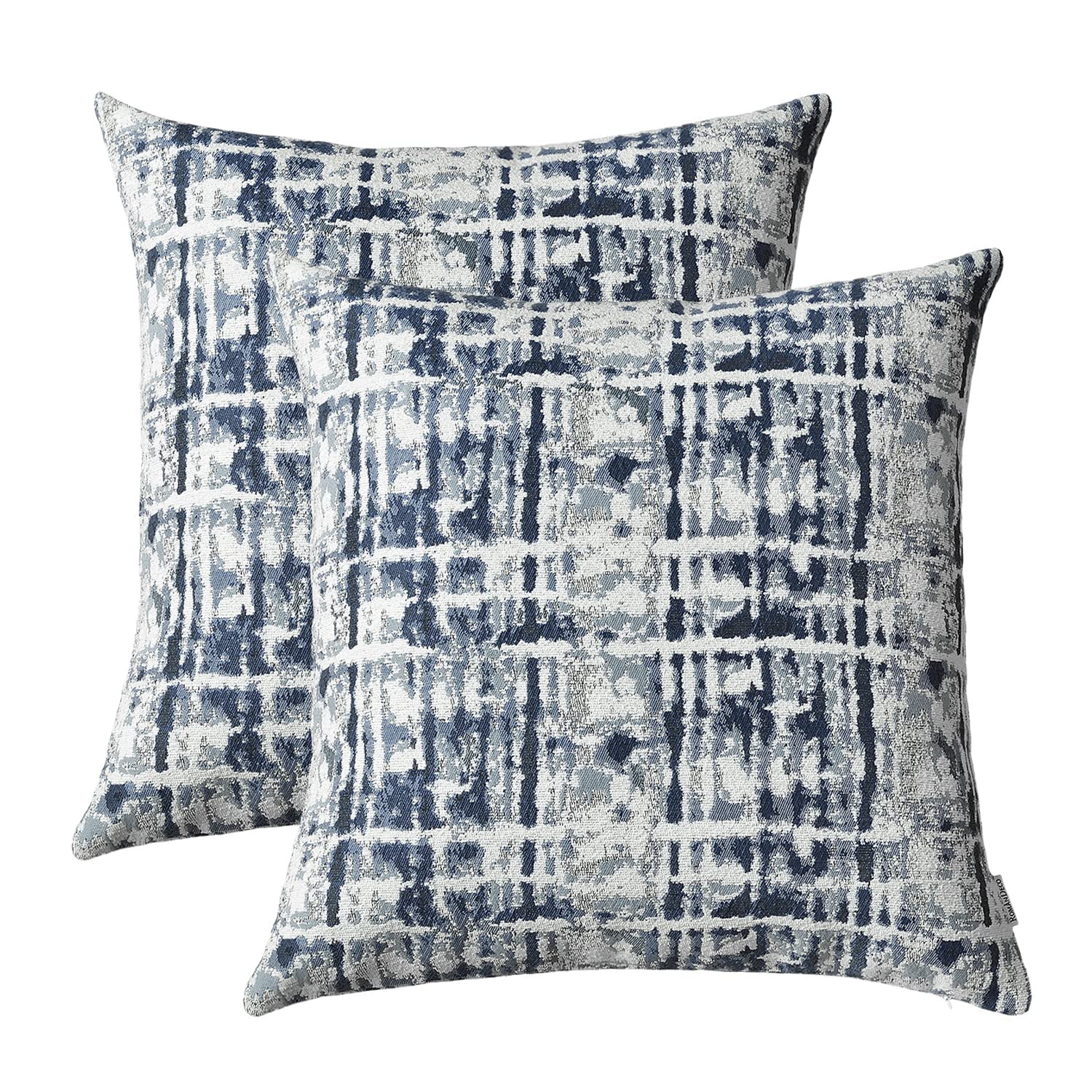 Romandeco Jacquard Decorative Throw Pillow Covers For Couch Set Of 2, 16X16 Inches, Navy Blue