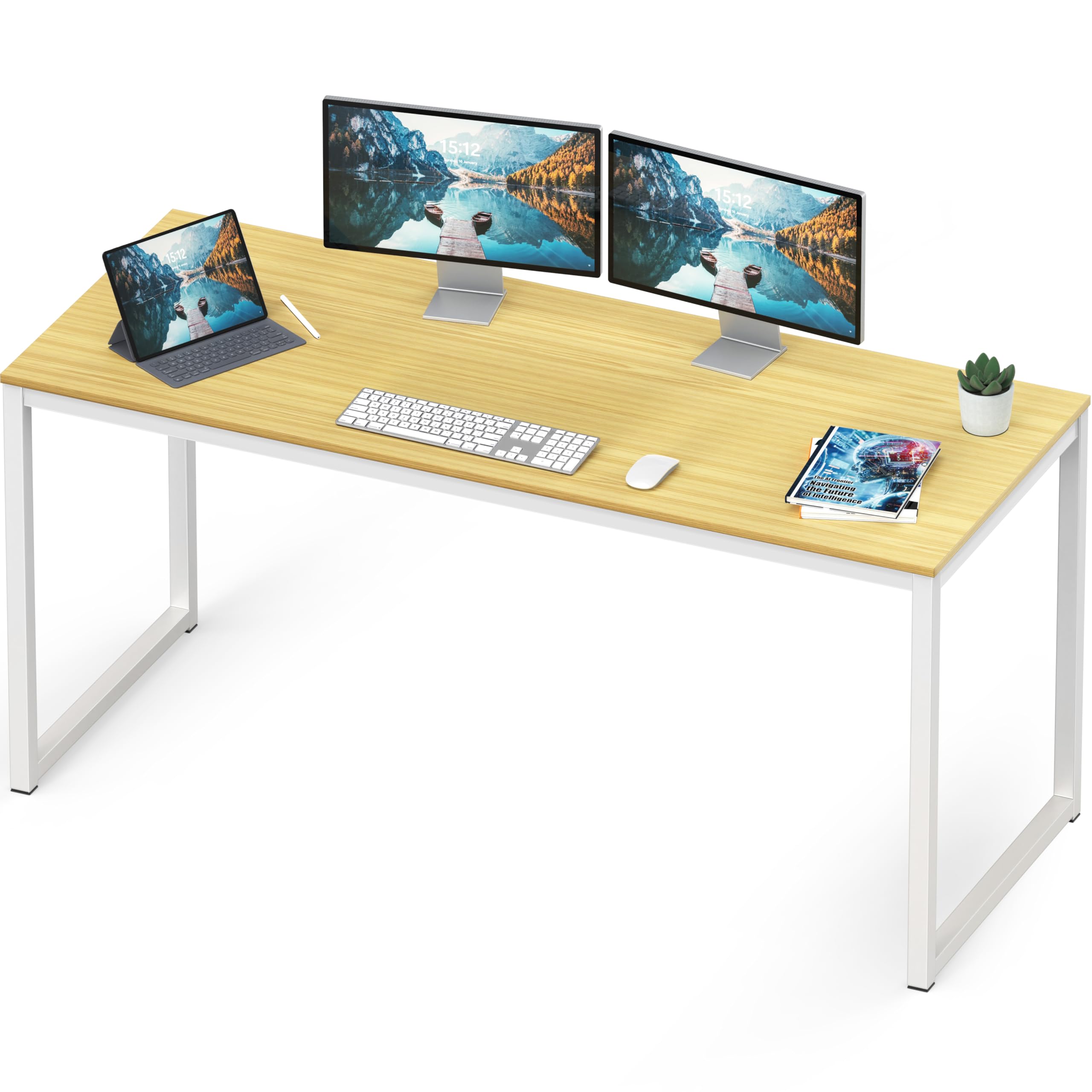 SHW Mission 55-Inch Home Office Computer Desk, Oak