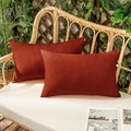 Woaboy Set Of 2 Outdoor Waterproof Fall Throw Pillow Covers Burnt Orange Decorative Farmhouse Solid Cushion Cases For Patio Tent Balcony Couch Sofa Car 12X20 Inch