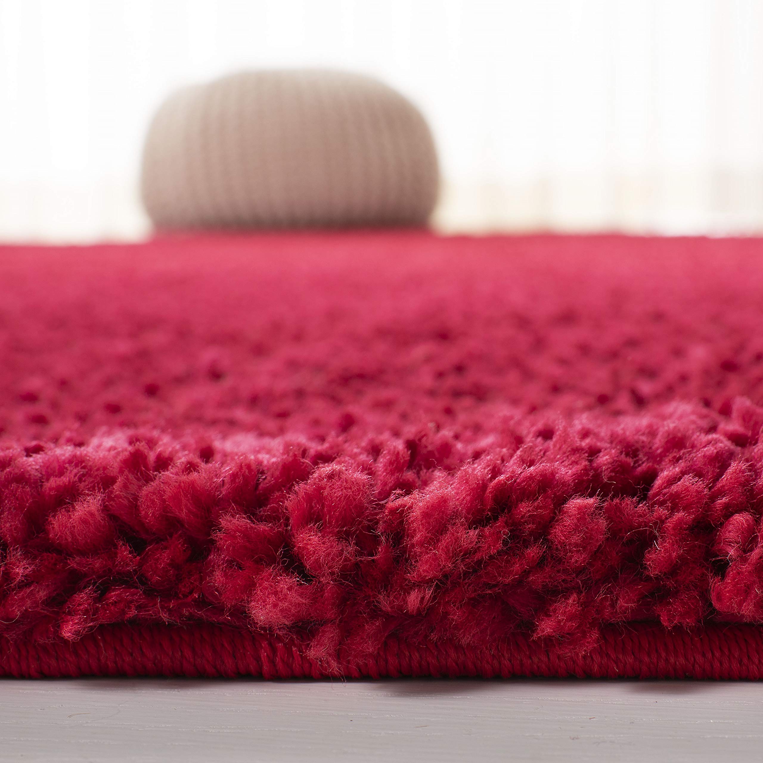 Safavieh August Shag Collection Runner Rug - 2'3'' X 8', Red, Solid Design, Non-Shedding & Easy Care, 1.2-Inch Thick Ideal For H