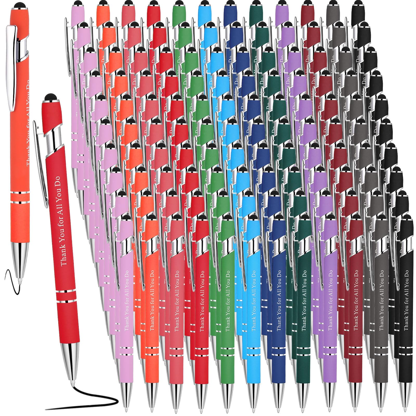 Seajan 36 Pcs Employee Appreciation Gift Pen Bulk Thank You For All You Do Ballpoint Pen 2 In 1 Stylus Pen Funny Touch Screen Gi
