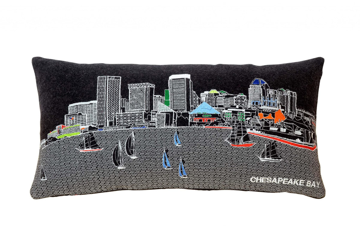 HomeRoots Grey 24' Black Austin Nighttime Skyline Lumbar Decorative Pillow