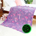 Cute Mushroom Blanket Glow In The Dark Mushroom Plants Throw Blanket Soft Fuzzy Purple Mushroom Cottage Fleece Blanket Gifts Dec
