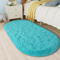 LOCHAS Fluffy Bedroom Rug 2.6 x 5.3, Shaggy Area Rug for Bedroom Bedside, Soft Oval Throw Rugs Carpet for Living Room Kids Gir