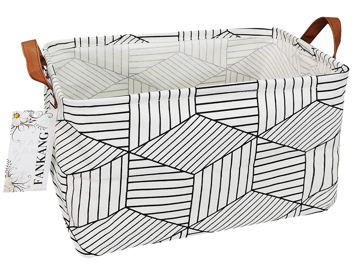 Fankang Storage Basket,Nursery Hamper Canvas Laundry Basket Foldable With Waterproof Pe Coating Storage, Office, Bedroom, Clothes,Toys (L, Rec-Diamond)