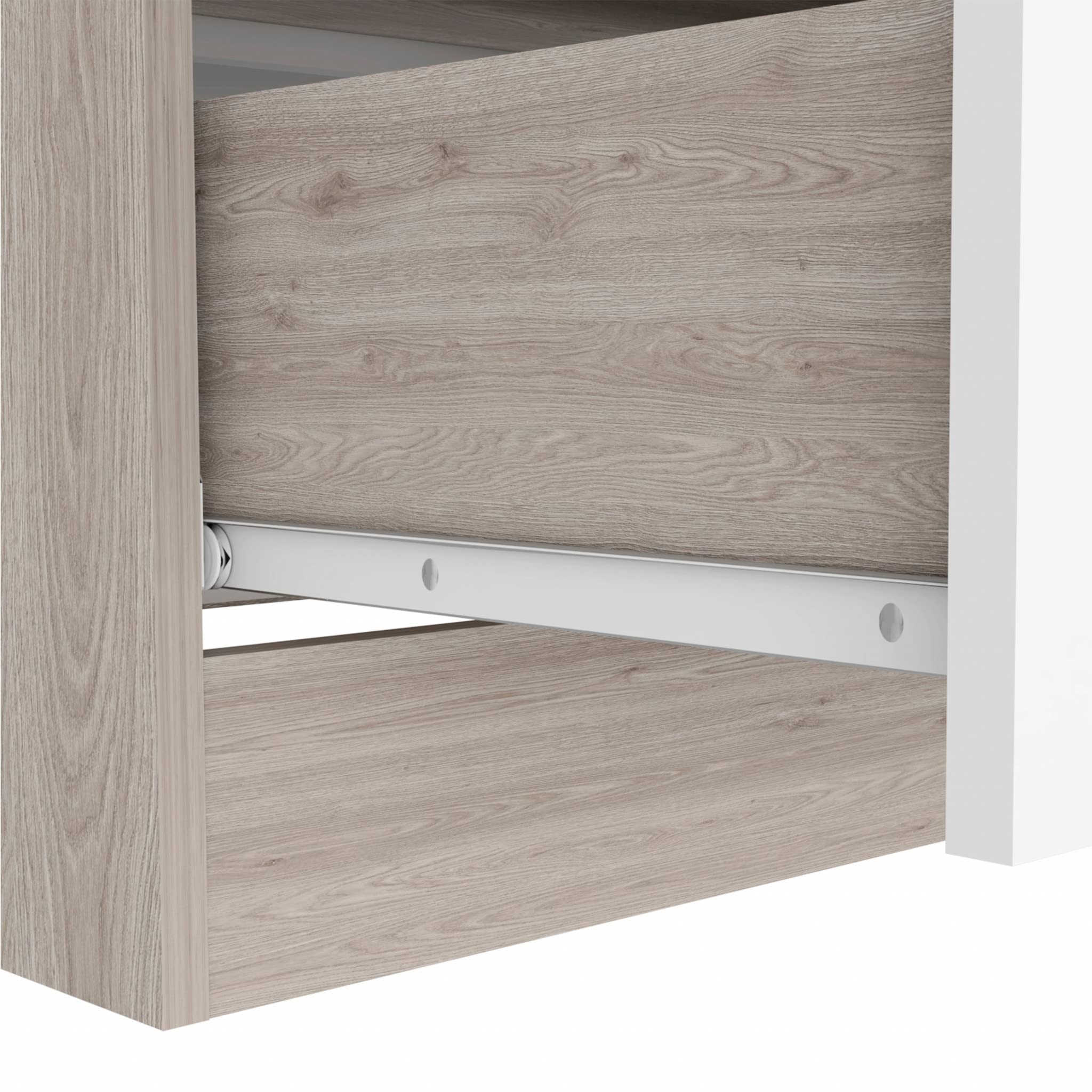 HomeRoots Particle Board 29' Light Gray and White Three Drawer Dresser