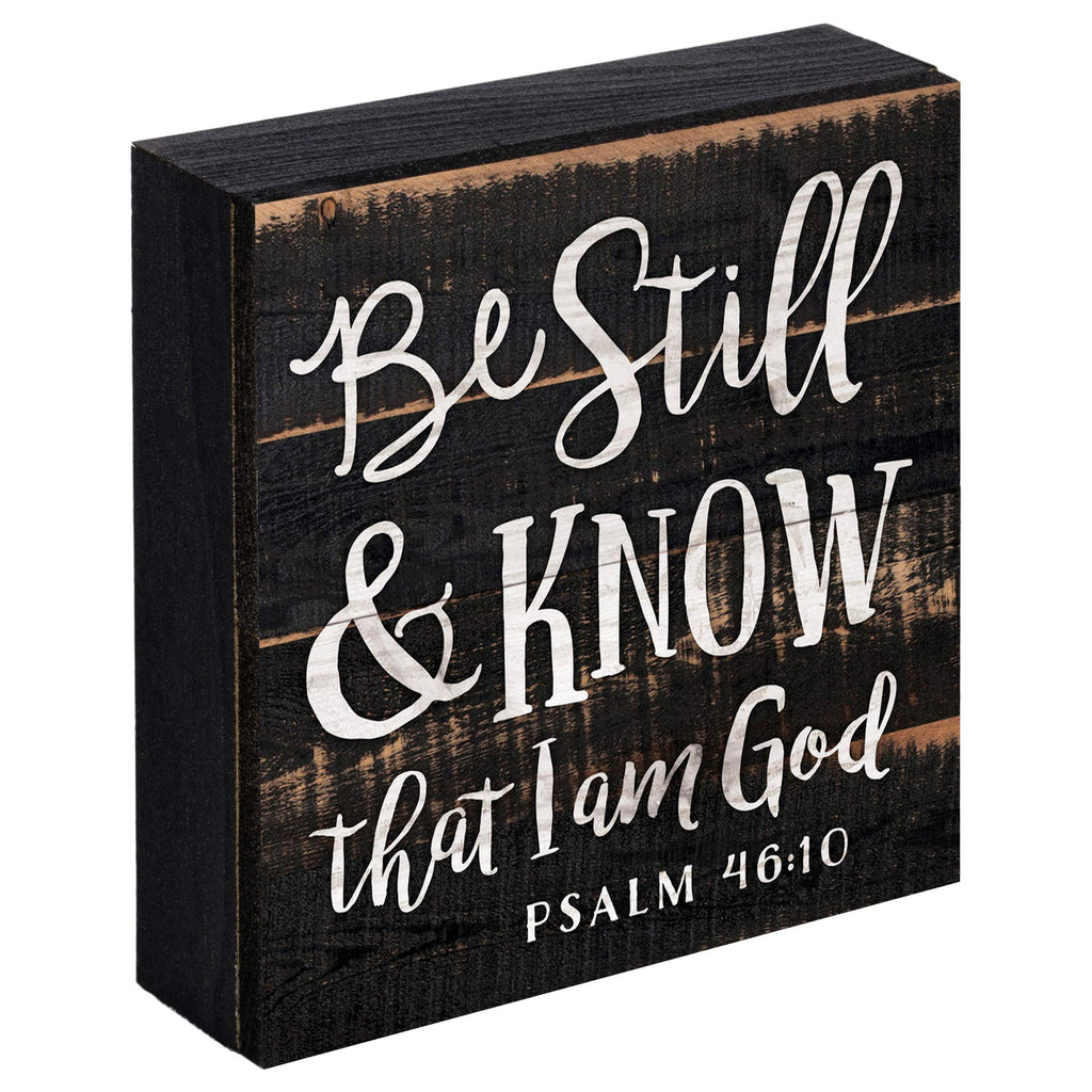 Be Still And Know I Am God Black Distressed 7 X 7 Inch Solid Pine Wood Boxed Pallet Wall Plaque Sign