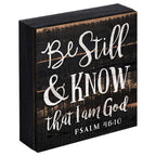 Be Still And Know I Am God Black Distressed 7 X 7 Inch Solid Pine Wood Boxed Pallet Wall Plaque Sign