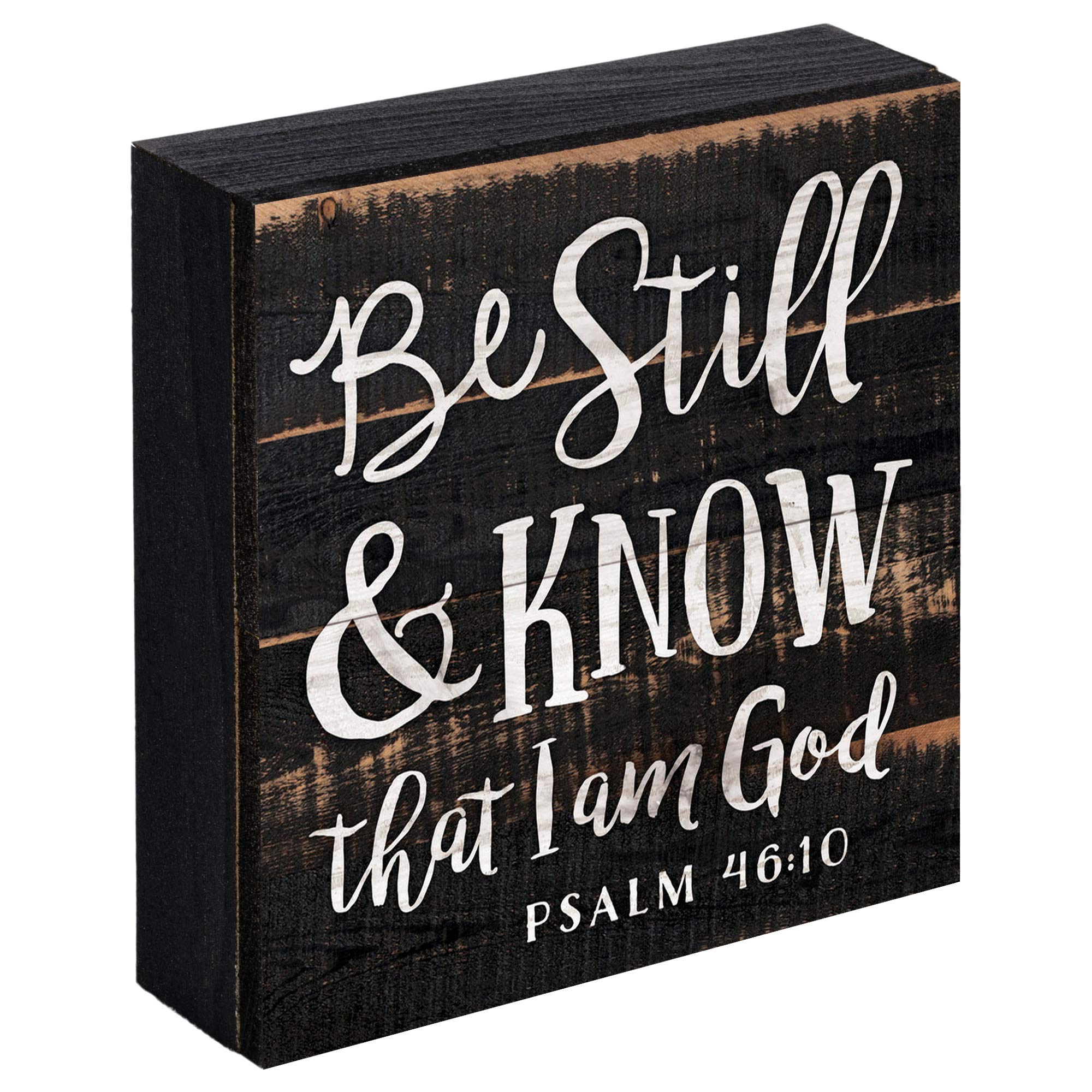 Be Still And Know I Am God Black Distressed 7 X 7 Inch Solid Pine Wood Boxed Pallet Wall Plaque Sign