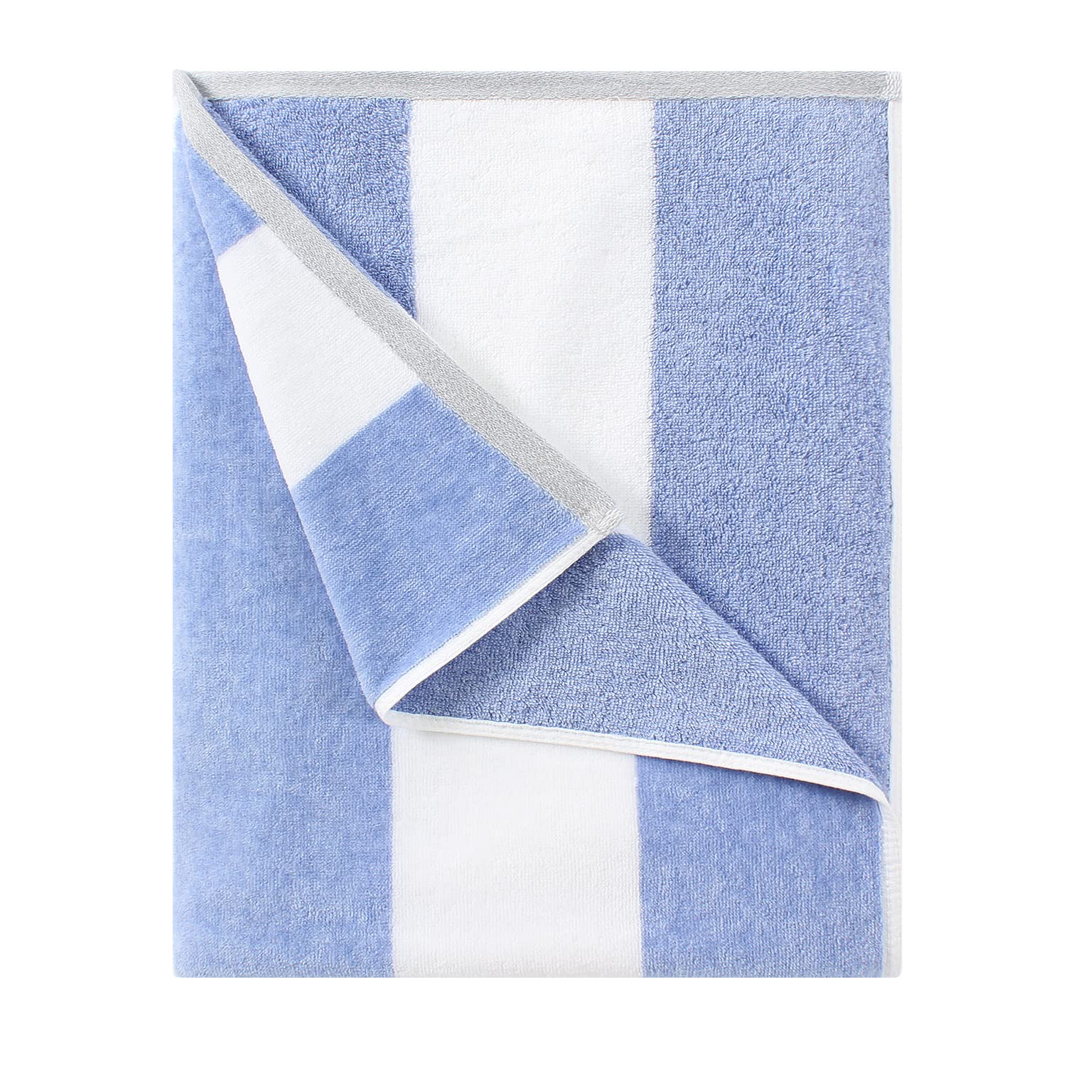 HENBAY Cotton Oversized Beach Towel - Large 70 x 35 Inch Pool Towel, Blue Striped Quick Dry Swimming Cabana Towel