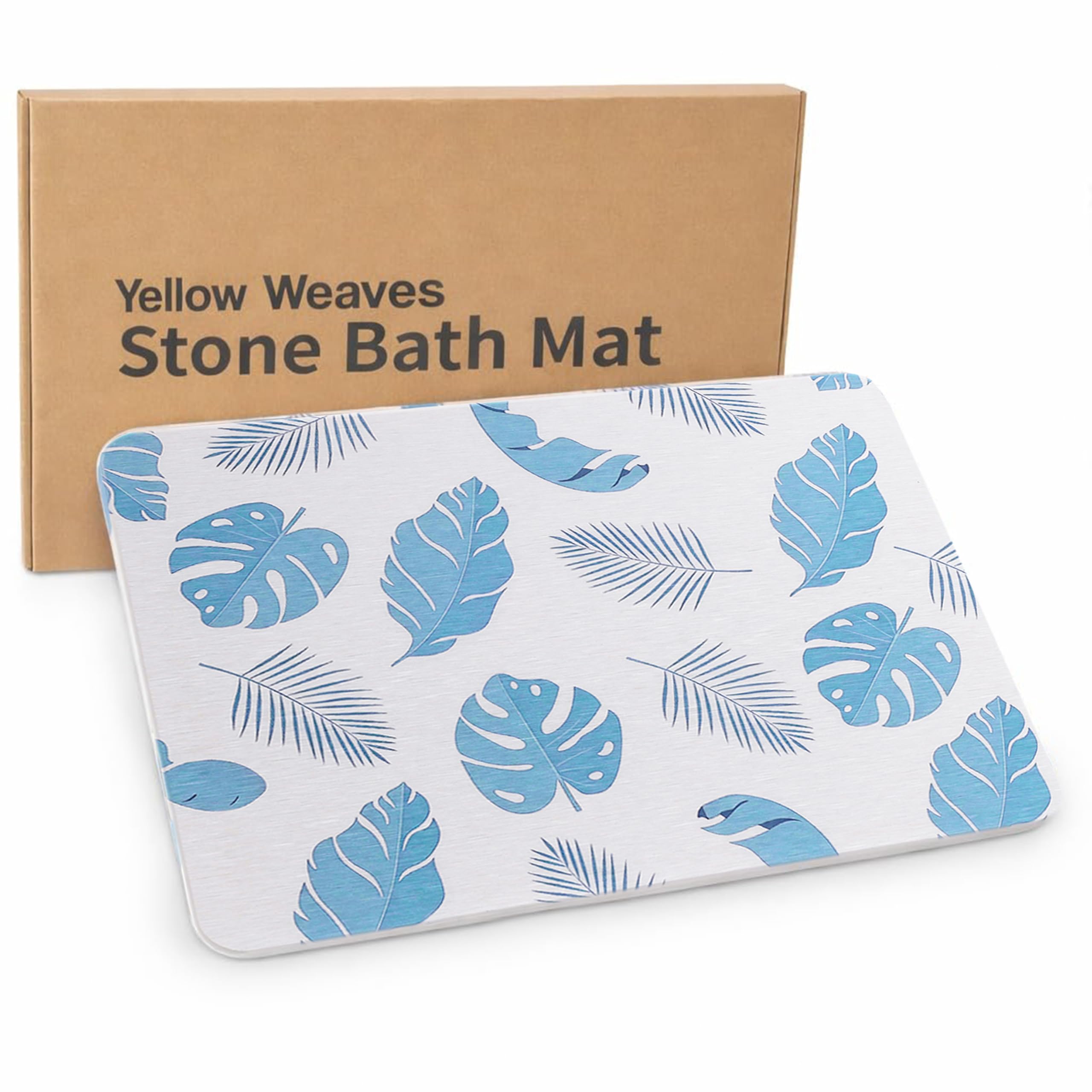 Yellow Weaves Printed Stone Bath Mat, Diatomaceous Earth Shower Mat, NonSlip Super Absorbent Quick Drying Bathroom, Kitchen Flo