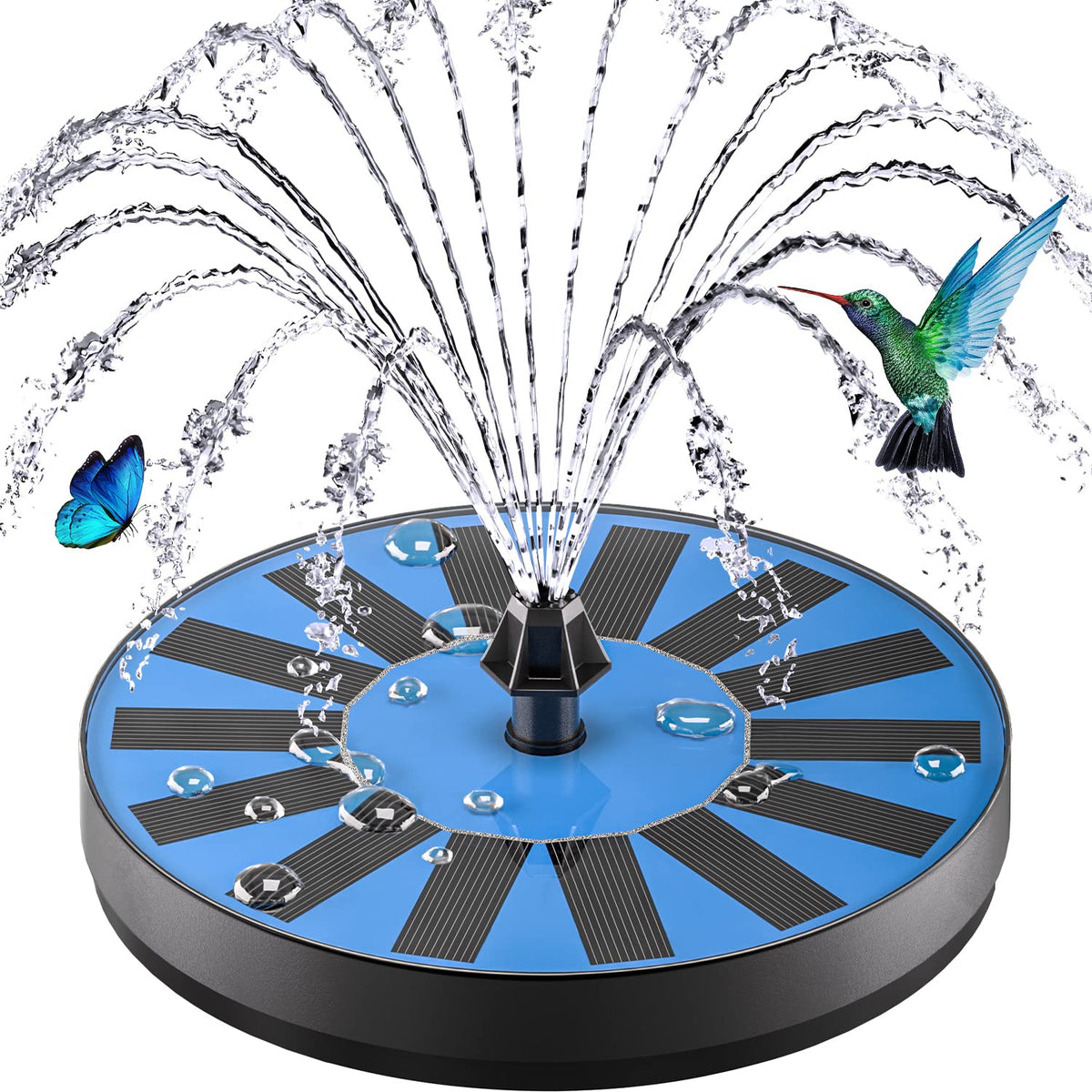 Zolochel Solar Fountain Upgraded 100% Glass Covered, Solar Powered Bird Bath Water Fountains With 8 Nozzles & 4 Fixers For Garde