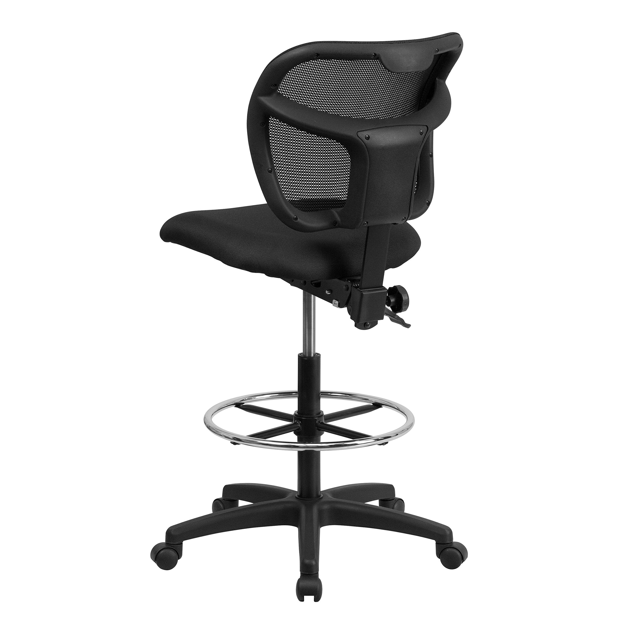 Flash Furniture Regina Mid-Back Black Mesh Drafting Chair with Back Height Adjustment