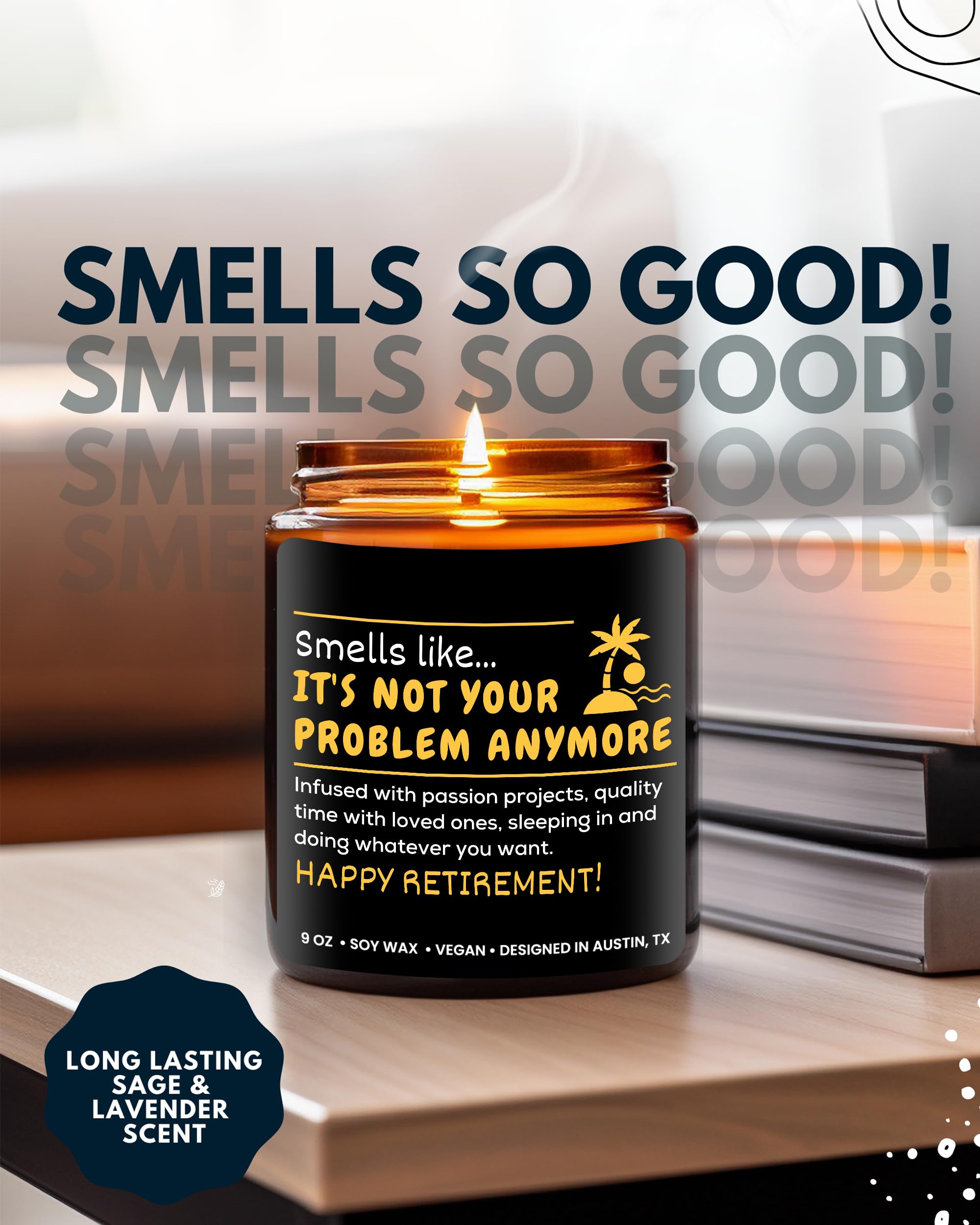 Retirement Candle, Best Retirement Gifts For Women & Men, Happy Retirement Gifts For Coworker, Gift-Ready