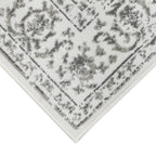 HomeRoots 531761 9 x 12 ft. Light Gray Floral Power Loom Rectangle Area Rug with Fringe