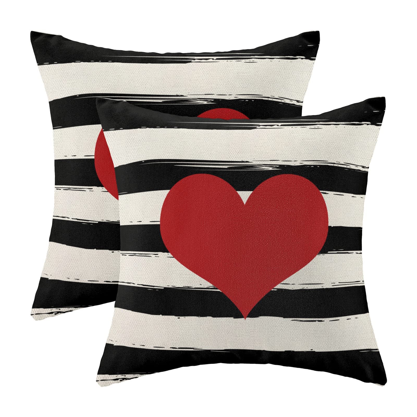 Valentines Pillow Covers 16X16 Inch Set Of 2,Red Love Heart Throw Pillows Case,Valentine'S Day Mother'S Day Anniversary Decorati