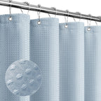Gibelle Fog Blue Shower Curtain, Waffle Weave Textured Fabric Shower Curtain for Bathroom - Soft Cloth & Hotel Spa Luxury, Water