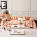 Vclife Chenille Oversized Couch Cover Boho Sofa Cover For 2-3 Cushion Couch Sofa Modern Caramel Cream White Triangle Plaid Geome