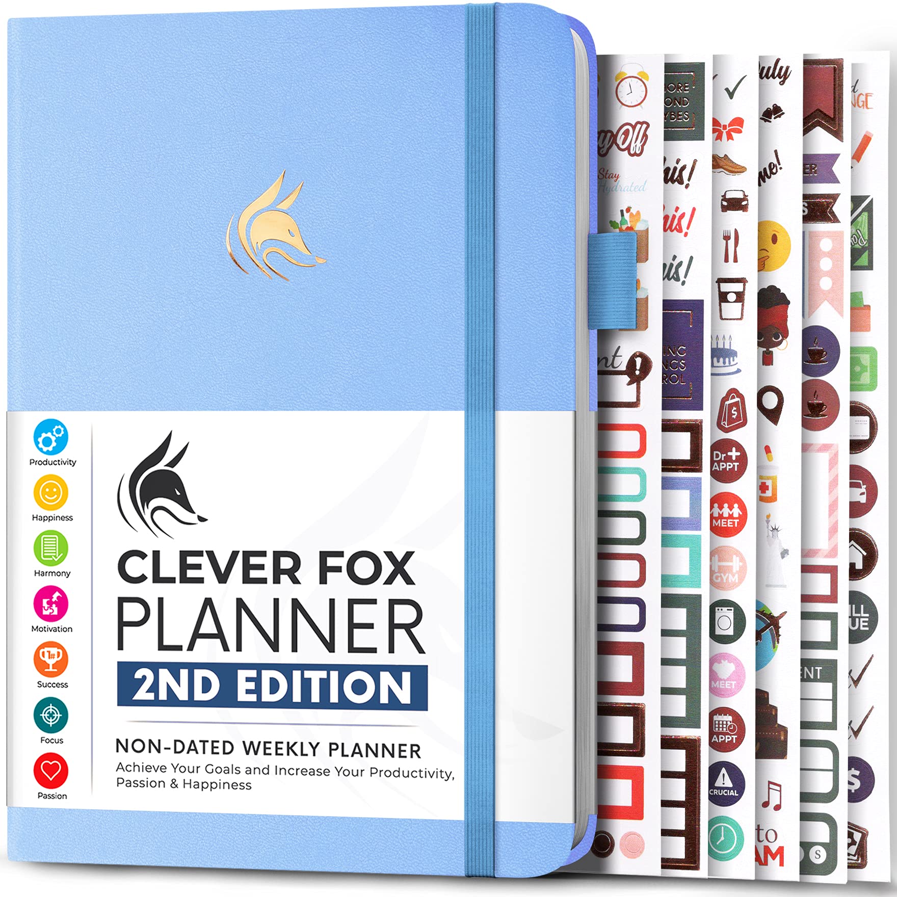 Clever Fox Planner 2Nd Edition - Colorful Weekly & Monthly Goal Planner, Time Management & Productivity Organizer, Undated, A5 (