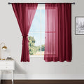 Hiasan Sheer Curtains 45 Inch Length With Tiebacks, Rod Pocket Light Filtering Voile Drapes Rod Pocket Small Window Curtains For