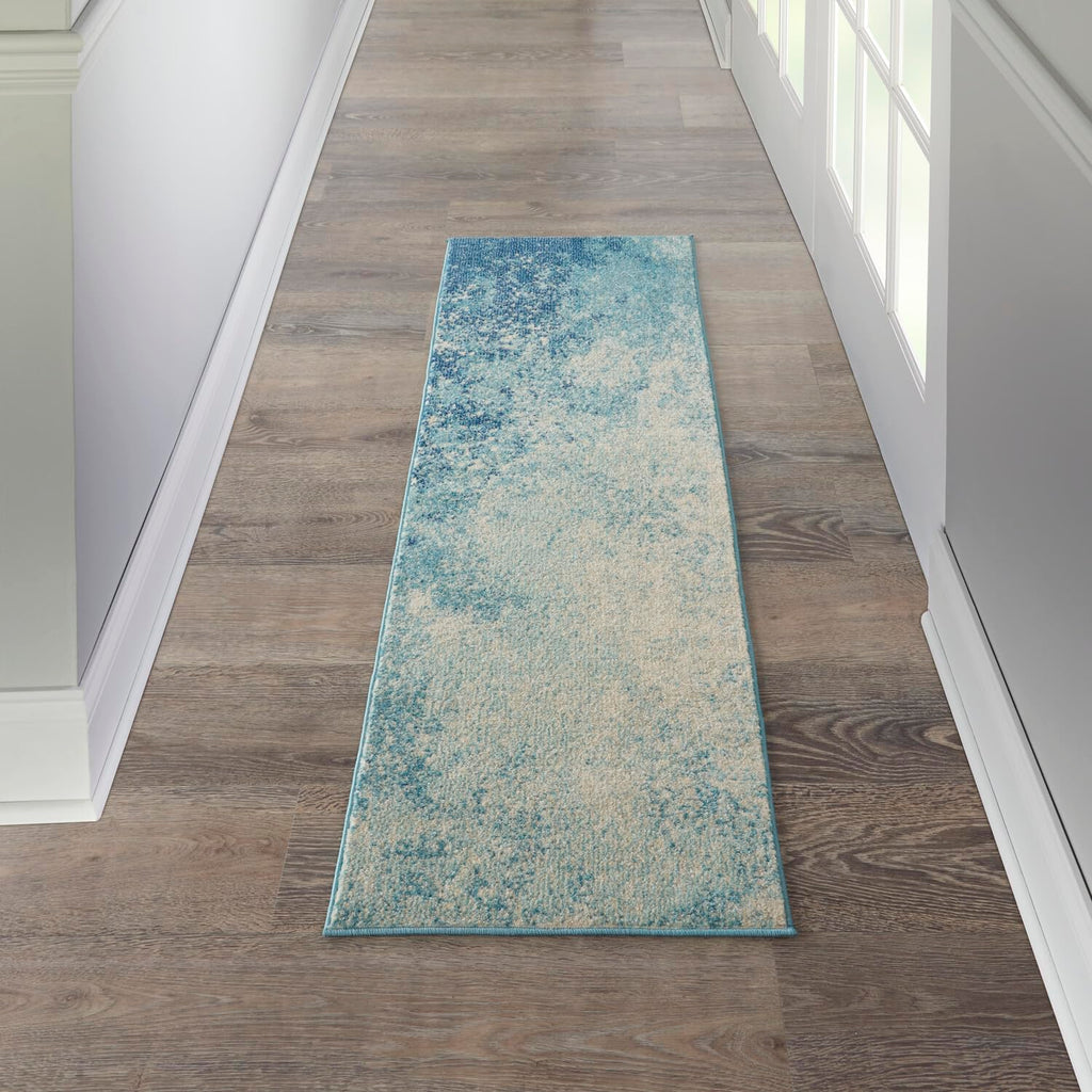 Nourison Passion Navy/Light Blue 2'2'' X 7'6'' Area--Rug, Modern, Abstract, Easy--Cleaning, Non Shedding, Bed Room, Living Room,